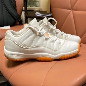 Jordan White and Orange Low-Top Sneakers with Textured Upper